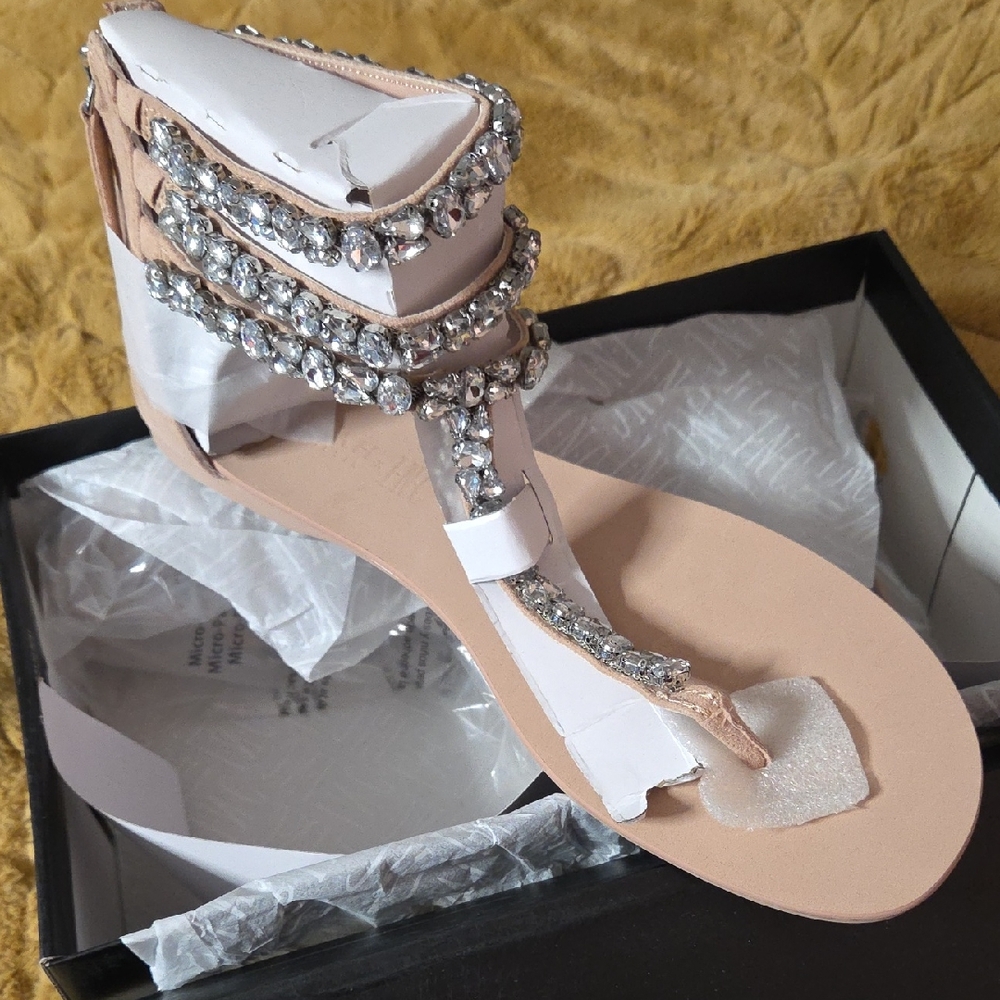 INC International Concepts Beige Sandals with Rhinestones